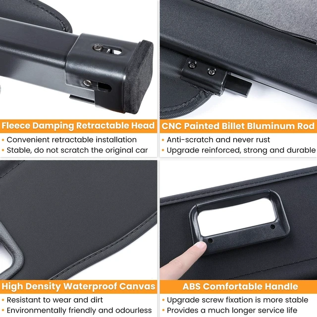 Alt view image 5 of 7 - Trunk Cargo Cover for Nissan Rogue S SV SL Platinum 2014-2020 Retractable Rear Trunk Cargo Luggage Security Shade Cover Shield Interior Accessories Waterproof Custom Fit All Weather (Black)