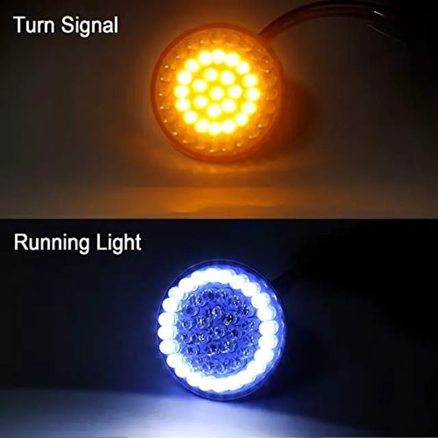 Alt view image 2 of 7 - 2" LED Turn Signals w/Running Light Bullet Style Front 1157 LED Turn Signal Kit for Harley