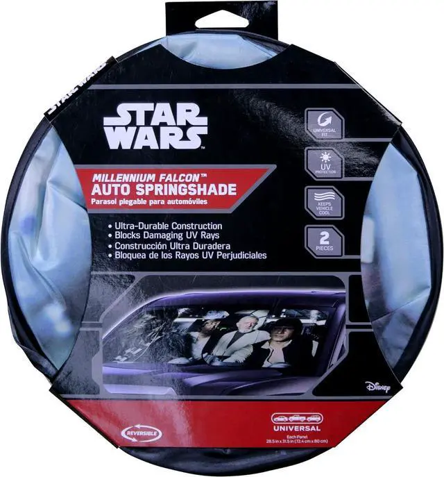 Alt view image 2 of 5 - Plasticolor 003747R01 Star Wars Millennium Falcon 2-Piece Magic Car Truck SUV Spring Side Window Sunshade (Pack of 1)