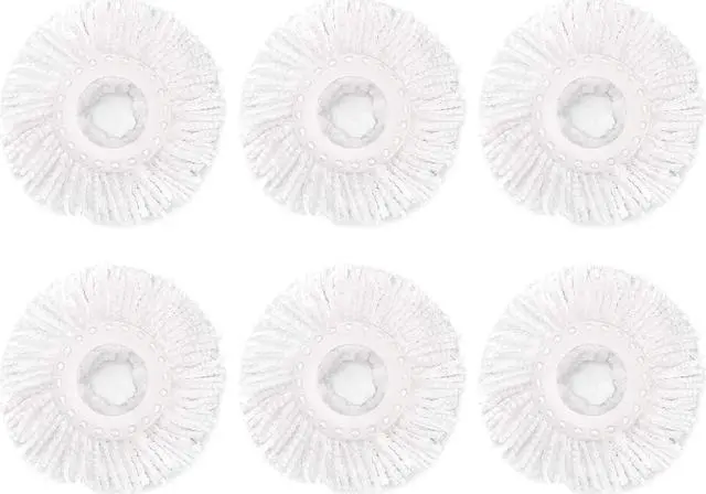 Main image of 6 Pack Spin Mop Replacement Head for Hurrica, Mopnad, Cassabel and Other 360 Spin Mop Systems, Microfiber Spin Mop Refills (6pc-White)