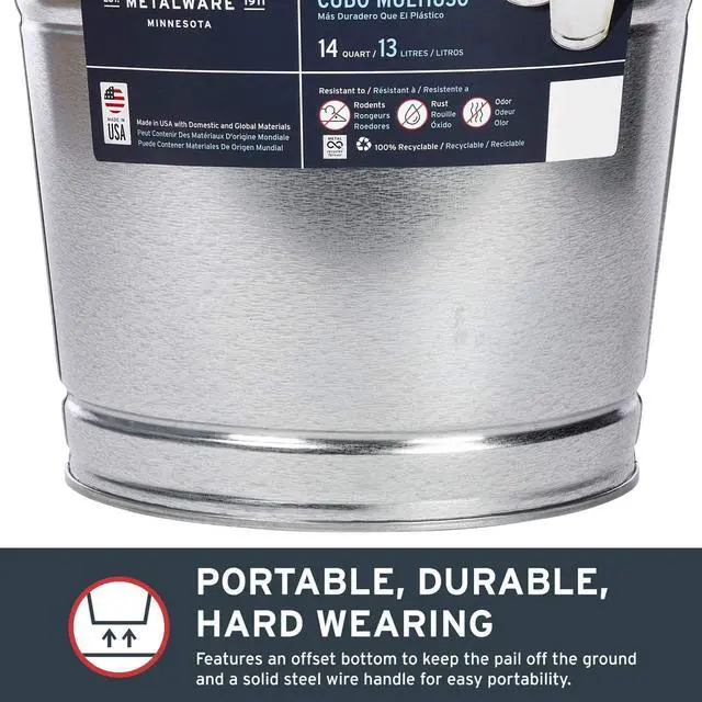 Alt view image 4 of 7 - Behrens Galvanized Steel Utility Pail 14-Quart