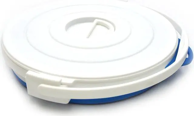 Alt view image 2 of 7 - SAMMART 10L (2.64Gallon) Collapsible Fishing Bucket with Locking Lid - Foldable Round Tub - Portable Plastic Water Pail - Space Saving Outdoor Waterpot (Blue)