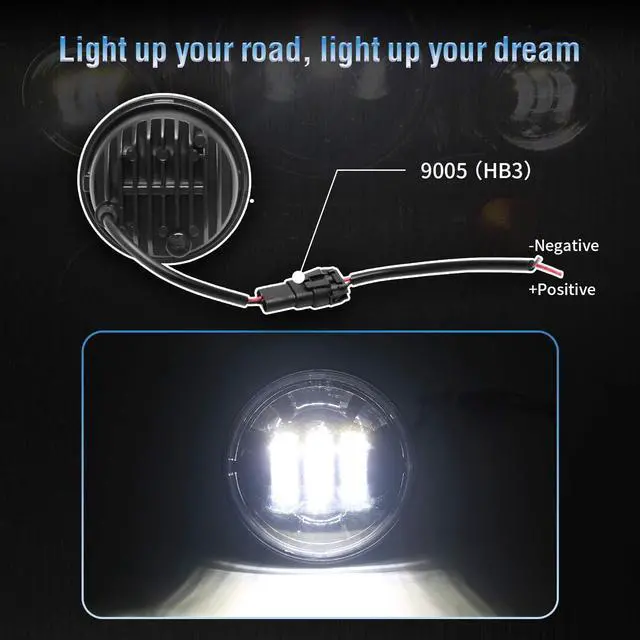 Alt view image 4 of 7 - 4.5 inch Black LED Auxiliary Spot Fog Passing Lights Lamp for Motorcycles Projector Driving Lamp