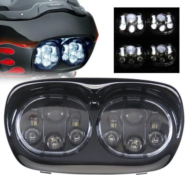Main image of 5-3/4" Black Motorcycle Projector Dual Head light Compatible with H_arley Motorcycles Compatible with Road Glide 2004~2013