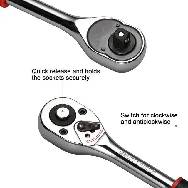 Alt view image 5 of 7 - Egofine 12pcs 3/8 Inch Ratchet Socket Wrench Set, Drive Socket Set with 10 Sockets 8-14,17,19,21mm and 2 Way Quick Released Ratchet Handle and Extension Bar