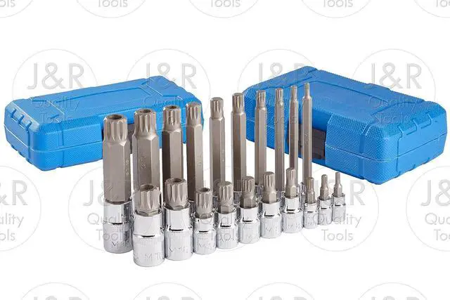 Alt view image 2 of 2 - J&R Quality Tools 20pc XZN 12 Point MM Triple Square Spline Bit Socket Set Tamper Proof Set