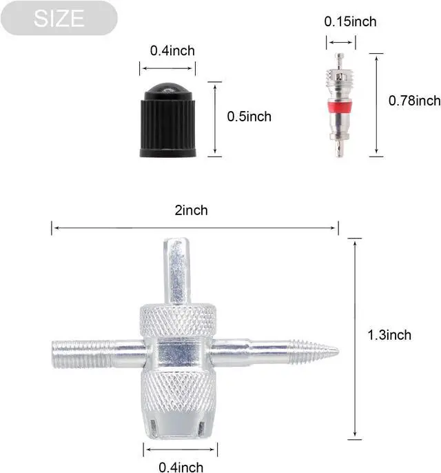 Alt view image 4 of 7 - Valve Stem Removal Tool - 20Pcs Valve Cores, 10Pcs Tire Valve Caps, 4-Way Valve Tool, Valve Core Remover Tool By ZHSMS(35 PCS)