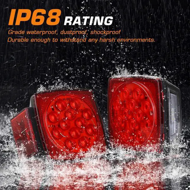 Alt view image 4 of 7 - Submersible LED Trailer Light Kit, Super Bright Brake Stop Turn Tail License Lights for Camper Truck RV Boat Snowmobile Under 80" Inch, IP68 Waterproof, DOT Compliant