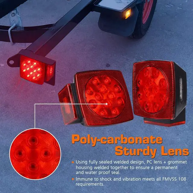 Alt view image 3 of 7 - LED Submersible Boat Trailer Tail Light and Wiring Kit | Combined Stop, Taillights/Running, Turn Function, DOT Compliance, IP67 Waterproof