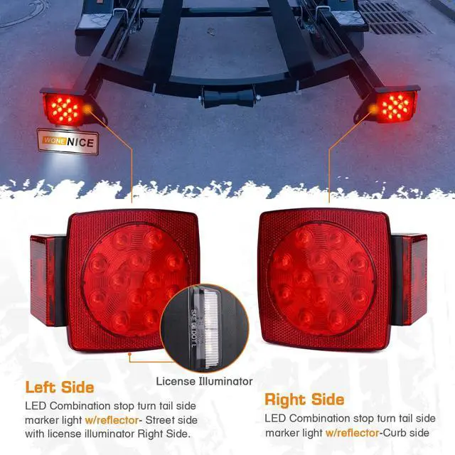 Alt view image 4 of 7 - LED Submersible Boat Trailer Tail Light and Wiring Kit | Combined Stop, Taillights/Running, Turn Function, DOT Compliance, IP67 Waterproof