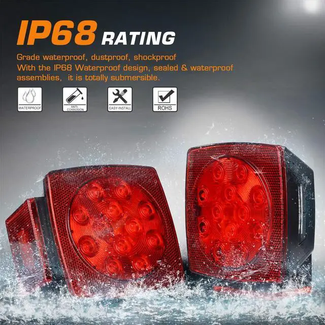 Alt view image 5 of 7 - LED Submersible Boat Trailer Tail Light and Wiring Kit | Combined Stop, Taillights/Running, Turn Function, DOT Compliance, IP67 Waterproof
