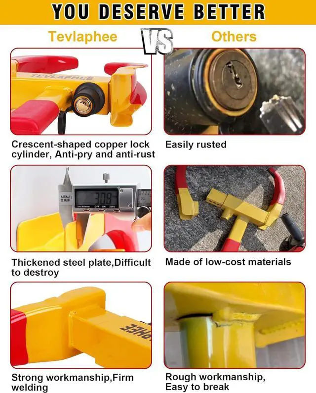 Alt view image 2 of 5 - Wheel Lock Set,Trailer Security Adjustable Anti Theft Trailer Wheel Lock for Car Camper Trailers SUV Boat Motorcycle Great Deterrent 2 Packs 6 Alike Keys