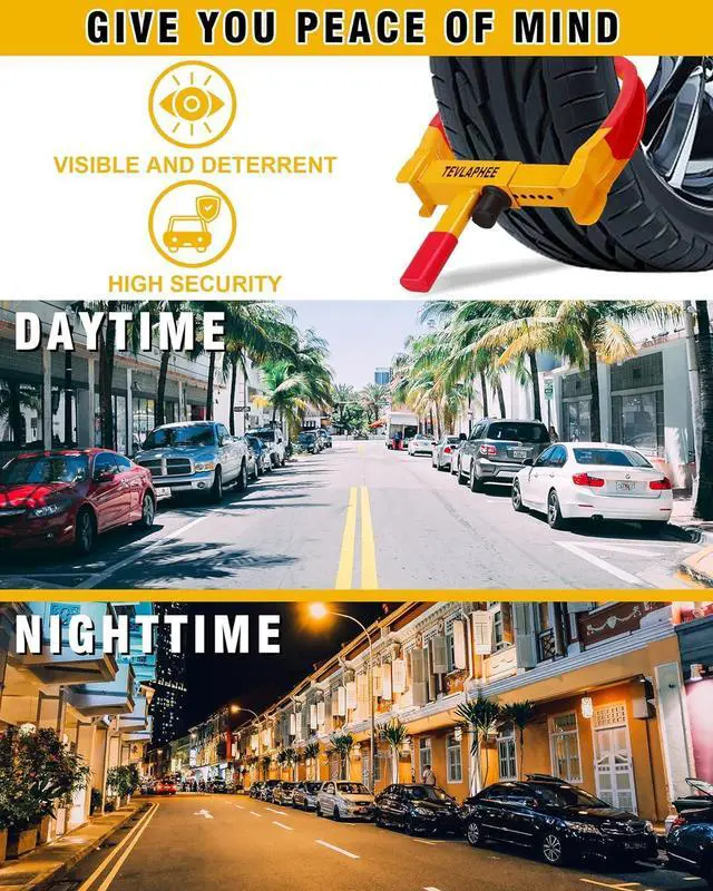 Alt view image 5 of 5 - Wheel Lock Set,Trailer Security Adjustable Anti Theft Trailer Wheel Lock for Car Camper Trailers SUV Boat Motorcycle Great Deterrent 2 Packs 6 Alike Keys