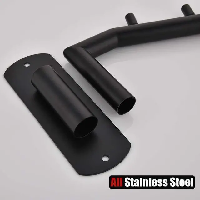 Alt view image 7 of 7 - JQK Folding Clothes Hanger Rack, Stainless Steel Swing Arm Hook Holder, Clothing Hanging System Drying Closet Storage Organizer Matte Black Wall Mount, SHR100-PB