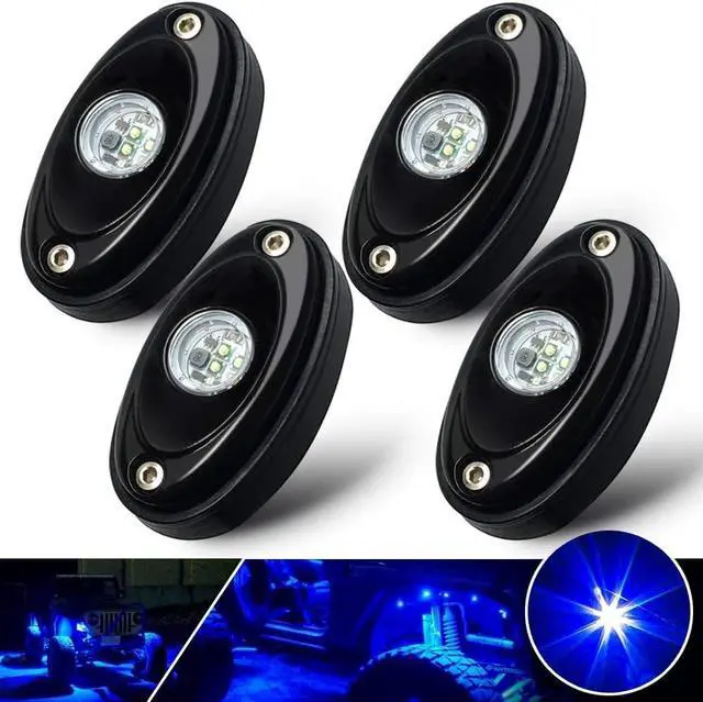Main image of 4 Pods LED Rock Light Kit Blue LED Neon Lights for Jeep Car UTV ATV SUV Off Road Boat Under Glow Lamp Truck Bed Lighting Waterproof