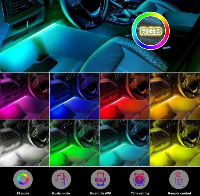 Alt view image 4 of 6 - Interior Car Lights, Upgrade 2-in-1 Design DC 12V Sound Activated 48 Led Car Strip Lights, Box Control, Remote Control and APP Control Lighting Kits for All Vehicles, Parties, Indoor/Outdoor