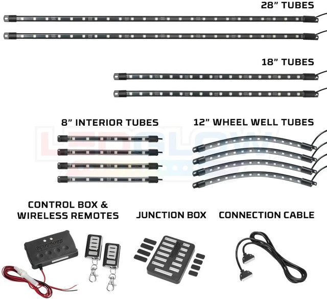 Alt view image 2 of 7 - 12pc Million Color LED Golf Cart Underglow Kit for 12V 4-Seater