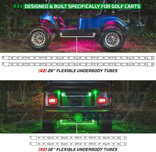 Alt view image 5 of 7 - 12pc Million Color LED Golf Cart Underglow Kit for 12V 4-Seater