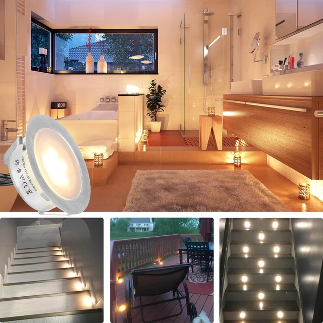 Alt view image 2 of 7 - SMY Lighting Recessed LED Deck Lights Kits 6 Pack, (Upgrade Version) Deck Lighting Waterproof IP67,Low Voltage LED Lights for Garden, Steps,Stair, Living Room, Bathroom, Patio, Pool Deck,Kitchen