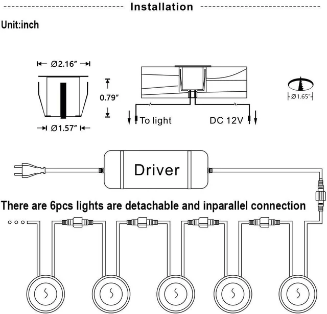 Alt view image 6 of 7 - SMY Lighting Recessed LED Deck Lights Kits 6 Pack, (Upgrade Version) Deck Lighting Waterproof IP67,Low Voltage LED Lights for Garden, Steps,Stair, Living Room, Bathroom, Patio, Pool Deck,Kitchen