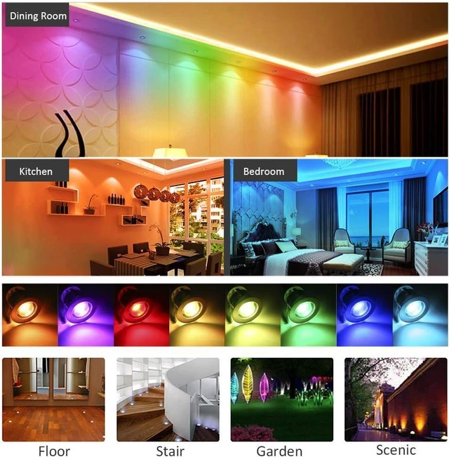 Alt view image 3 of 7 - Lixada Recessed LED Deck Light 16 RGBW Colors/4 Lighting Modes Remote Control IP67 Waterproof LED in Ground Lights for Outdoor Yard Garden Stair Patio Pool Deck Kitchen -10Pack - RGBW Colors (30mm)