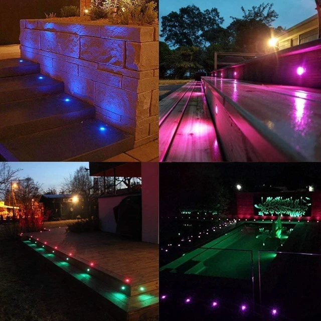 Alt view image 4 of 7 - Lixada Recessed LED Deck Light 16 RGBW Colors/4 Lighting Modes Remote Control IP67 Waterproof LED in Ground Lights for Outdoor Yard Garden Stair Patio Pool Deck Kitchen -10Pack - RGBW Colors (30mm)