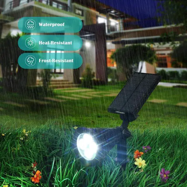 Alt view image 7 of 7 - URPOWER Solar Lights Outdoor, 2-in-1 Solar Spot Lights Waterproof with 2 Lighting Modes, Adjustable Solar Powered Spotlights Auto On/Off Landscape Lights for Yard Garden Pathway, 2 Pack (Cool White)