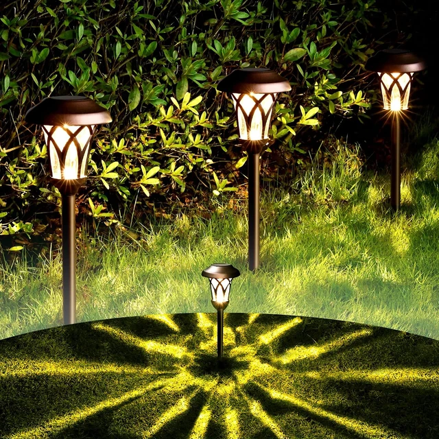 Alt view image 2 of 7 - GIGALUMI Solar Pathway Lights Outdoor, Metal Glass & ABS Landscape Lights