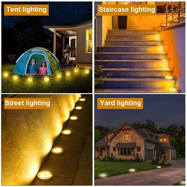 Alt view image 6 of 7 - ZGWJ Solar Ground Lights Outdoor, 8 LED Waterproof Warm White,8 Pack