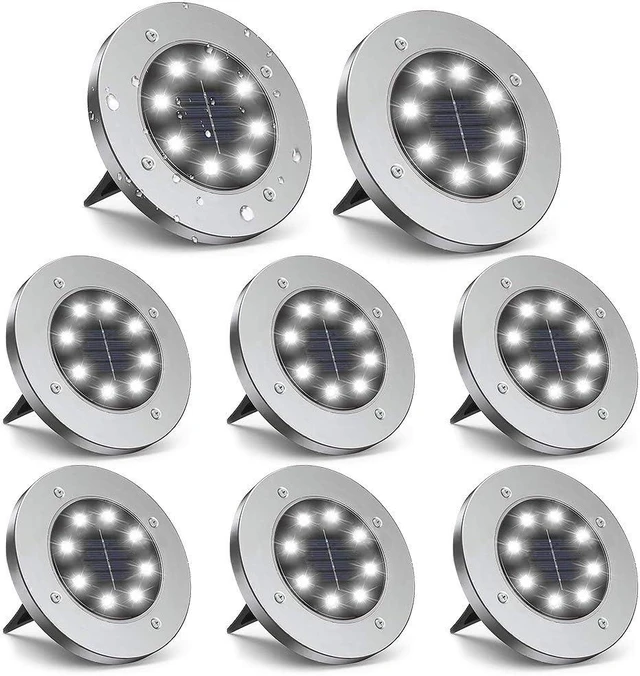 Main image of ZGWJ Solar Ground Lights Outdoor, 8 LED Waterproof White,8 Pack