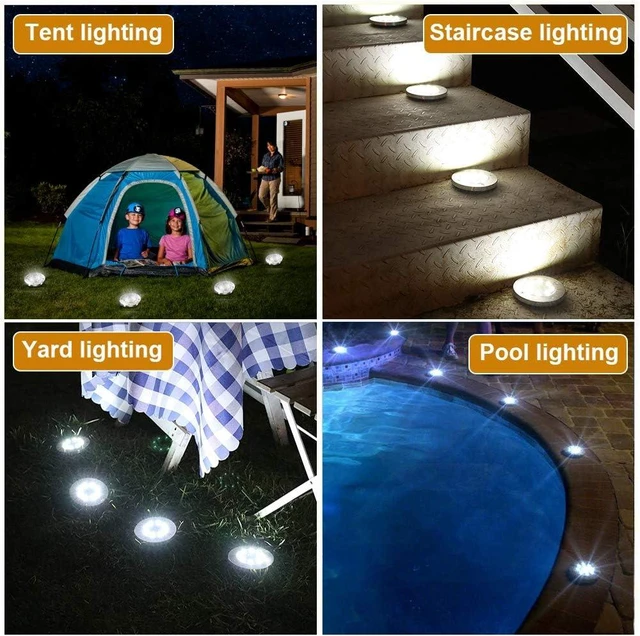 Alt view image 6 of 7 - ZGWJ Solar Ground Lights Outdoor, 8 LED Waterproof White,8 Pack