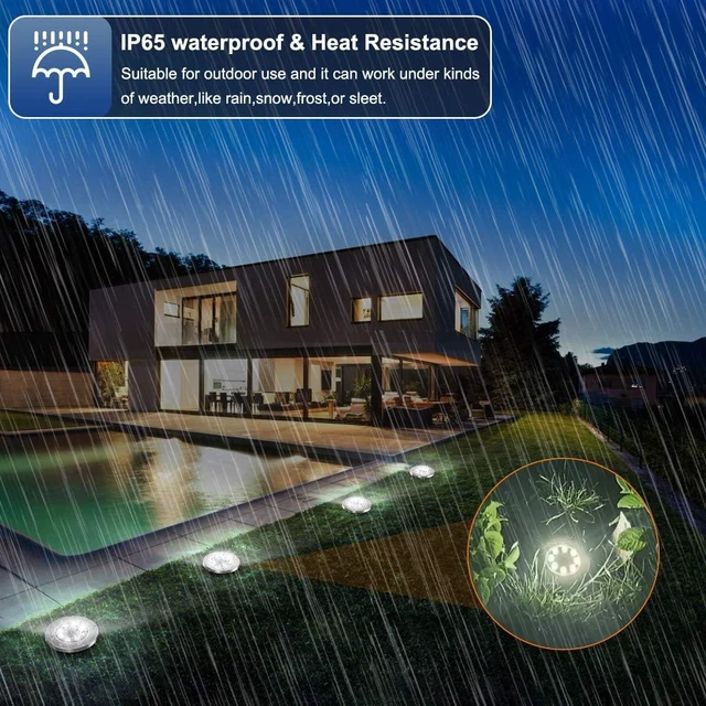 Alt view image 4 of 7 - ZGWJ Solar Ground Lights Outdoor, 8 LED Waterproof White,8 Pack