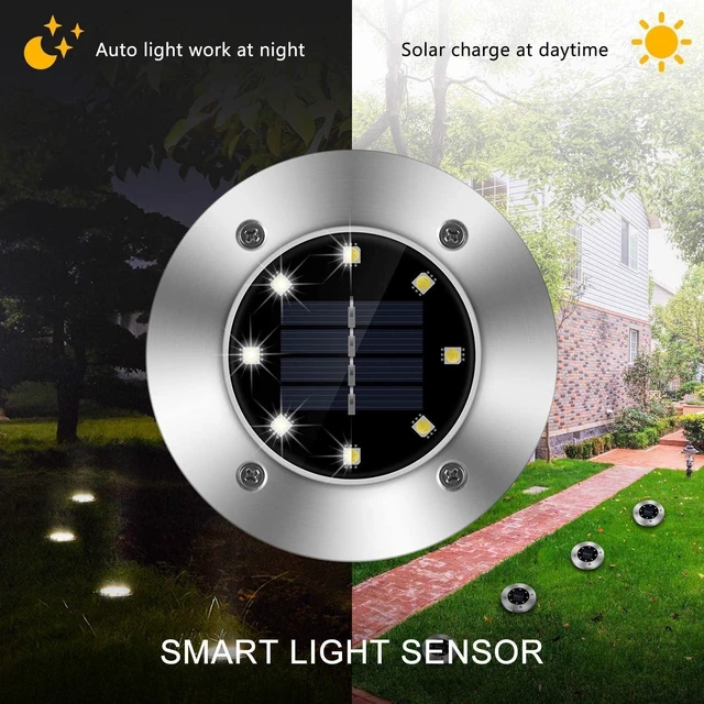 Alt view image 3 of 7 - ZGWJ Solar Ground Lights Outdoor, 8 LED Waterproof White,8 Pack