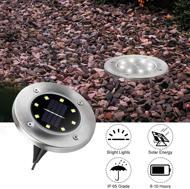Alt view image 7 of 7 - ZGWJ Solar Ground Lights Outdoor, 8 LED Waterproof White,8 Pack
