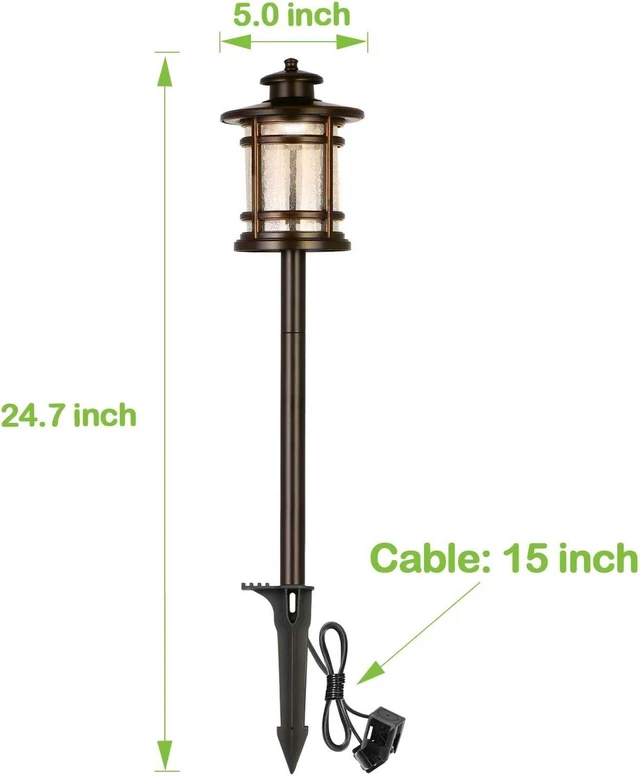 Alt view image 4 of 7 - hykolity Low Voltage ORB LED Landscape Path Light with Crackled Glass Shade