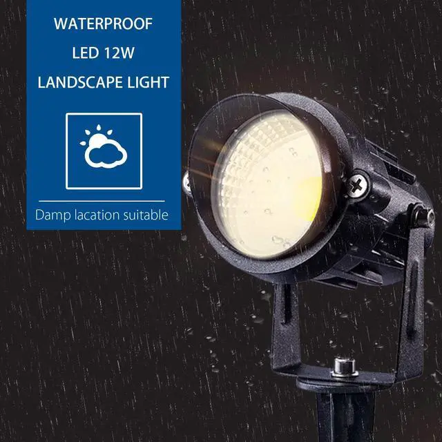 Alt view image 5 of 7 - SUNVIE Outdoor Landscape LED Lighting 12W Waterproof Garden Lights COB Led Spotlights with Spiked Stand for Lawn Decorative Lamp US 3- Plug 3000K Warm White (2 Packs)