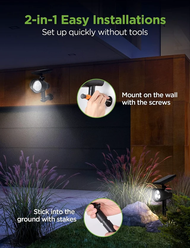 Alt view image 6 of 7 - InnoGear Solar Lights Outdoor Waterproof Spot Light for Garden Yard, 4 Pack