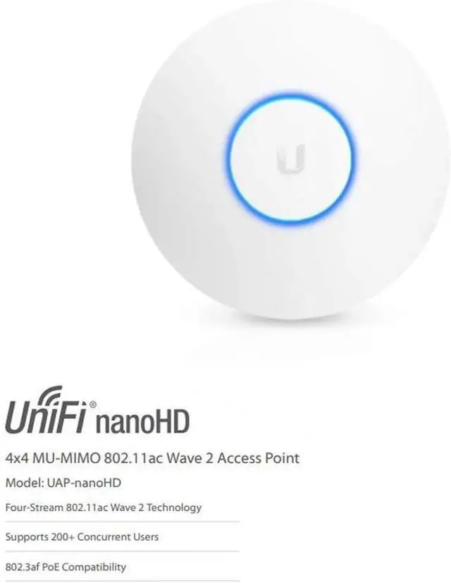 Alt view image 3 of 7 - UniFi nanoHD UAP-nanoHD-US Compact Dual Band Wave2 Enterprise Wi-Fi 4x4 MIMO 1730 Mbps (4-Pack)
