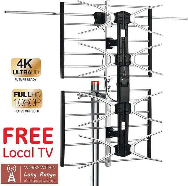 Alt view image 2 of 7 - PBD Outdoor Digital HD TV Antenna with High Gain Amplifier 150 Mile Long Range for UHF/VHF, Mounting Pole, 40FT RG6 Coaxial Cable, Easy Installation, Welcome to consult