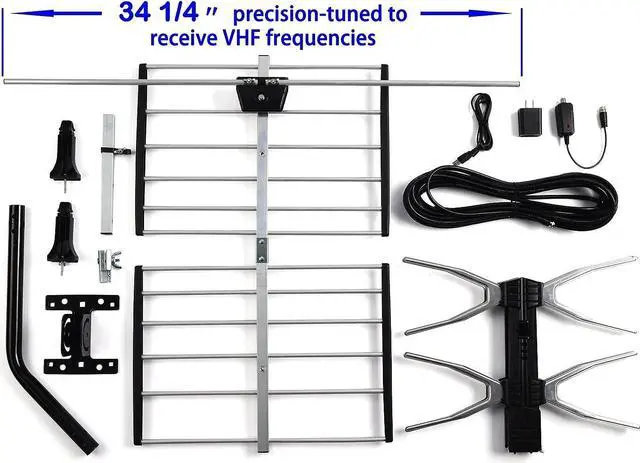 Alt view image 3 of 7 - PBD Outdoor Digital HD TV Antenna with High Gain Amplifier 150 Mile Long Range for UHF/VHF, Mounting Pole, 40FT RG6 Coaxial Cable, Easy Installation, Welcome to consult