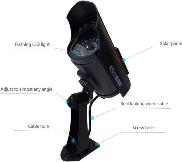 Alt view image 6 of 7 - Solar Powered Bullet Dummy Fake Surveillance Camera Security CCTV Dome Camera with LED Flashing Light for Outdoor/Indoor,Home/Business