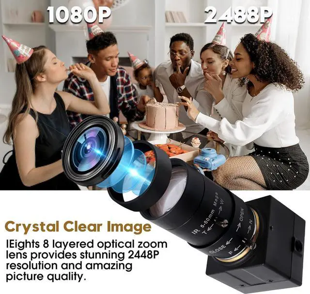 Alt view image 5 of 7 - 8MP USB Camera Manual Zoom 4K Webcam 5-50mm Variable Focus PC Camera for Computer Mini UVC USB2.0 Web Camera IMX317 Varifocal USB with Camera Industrial Video Close-up Camera for Laptop Android Mac