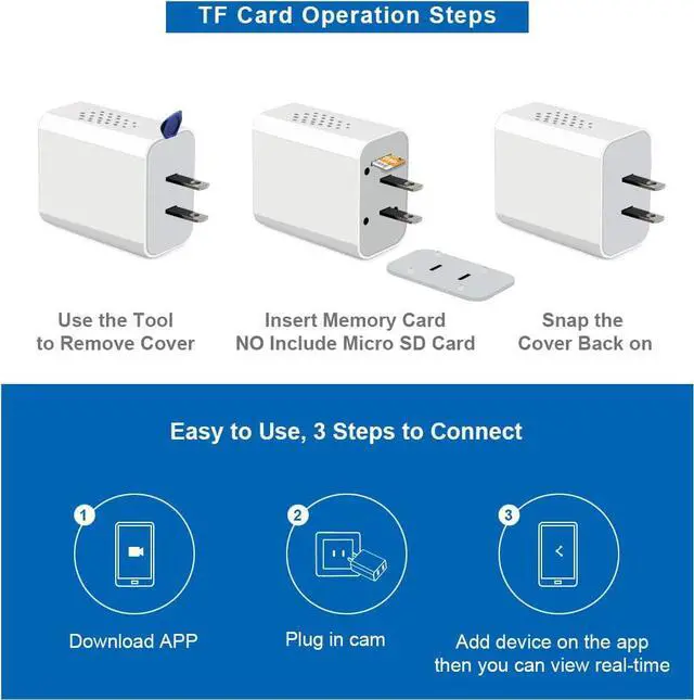 Alt view image 6 of 7 - TOQI Spy Camera Wireless Hidden WiFi Camera with Remote Viewing, 2023 Newest Version 1080P HD Nanny Cam/Security Camera Indoor Video Recorder Motion Activated, Support iOS/Android, White, No Audio