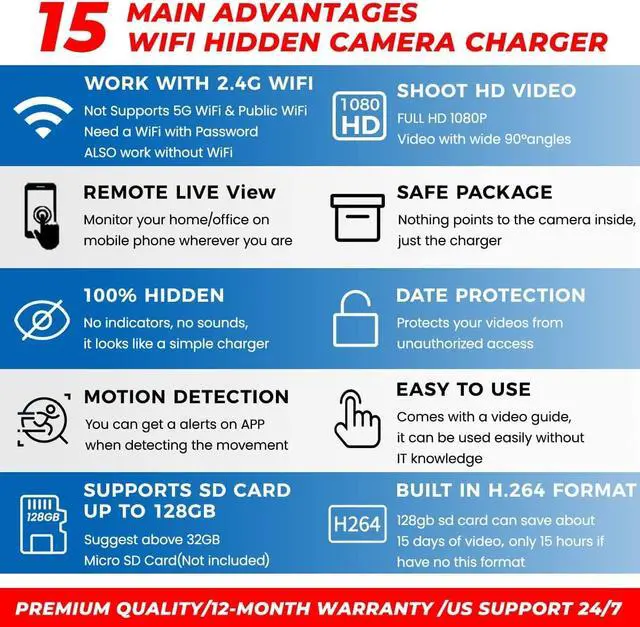 Alt view image 2 of 7 - TOQI Spy Camera Wireless Hidden WiFi Camera with Remote Viewing, 2023 Newest Version 1080P HD Nanny Cam/Security Camera Indoor Video Recorder Motion Activated, Support iOS/Android, White, No Audio