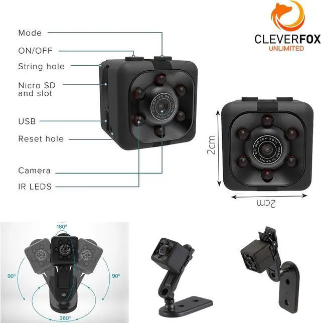 Alt view image 5 of 7 - Mini Spy Camera with Audio and Video - 1080P Hidden Camera - Portable Small HD Nanny Cam - Mini Spy Cams with Night Vision and Motion Detection Indoor Outdoor Tiny Security Cameras for Home Office