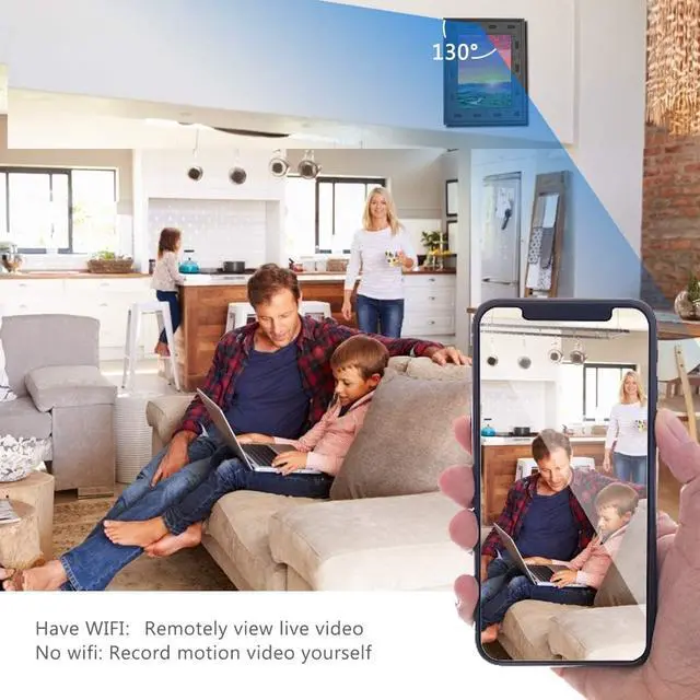 Alt view image 5 of 7 - Picture Frame Camera, Security Camera WiFi 1080P, 365 Days Standby PIR Motion Detection HD Night Nision Real Time View Live Surveillance Wireless Mini Nanny Video Cam