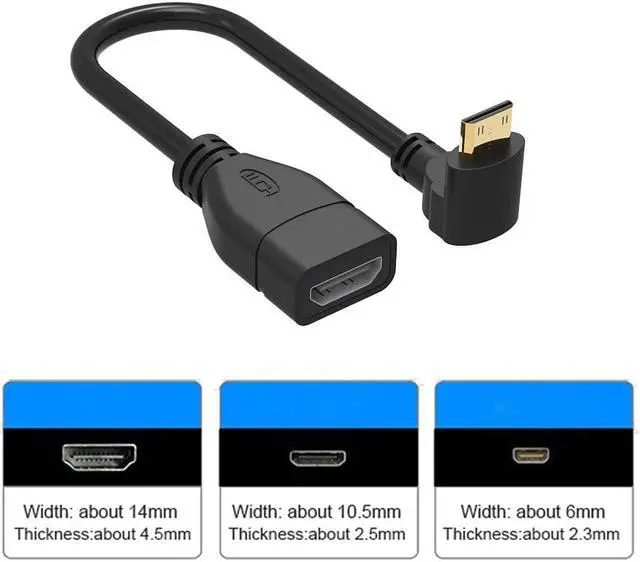 Main image of Right-angle 90 Degree Mini Male to Female -compatibe Converter Adapter Cable Converter Adapter HDTV Connector