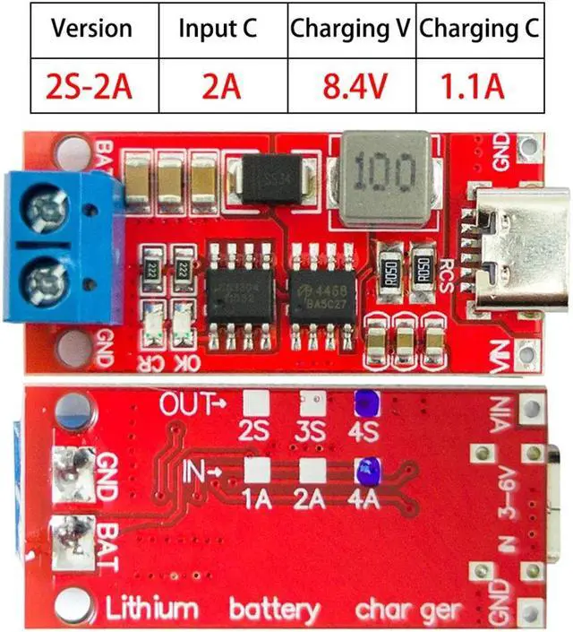 Main image of Multi-Cell 2S Type-C To 8.4V Step-Up Boost LiPo Polymer Li-Ion Charger Lithium Battery Charger Module 2A