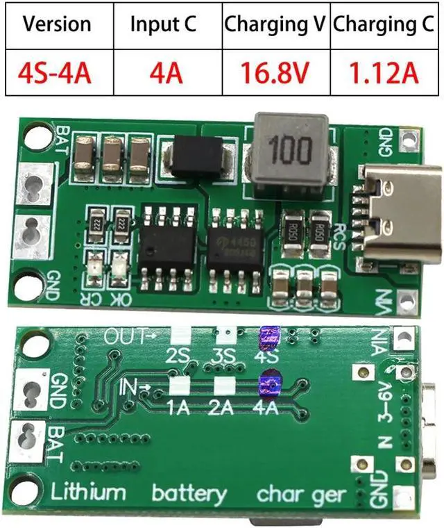 Main image of Multi-Cell 4S Type-C To 16.8V Step-Up Boost LiPo Polymer Li-Ion Charger Lithium Battery Charger Module 4A