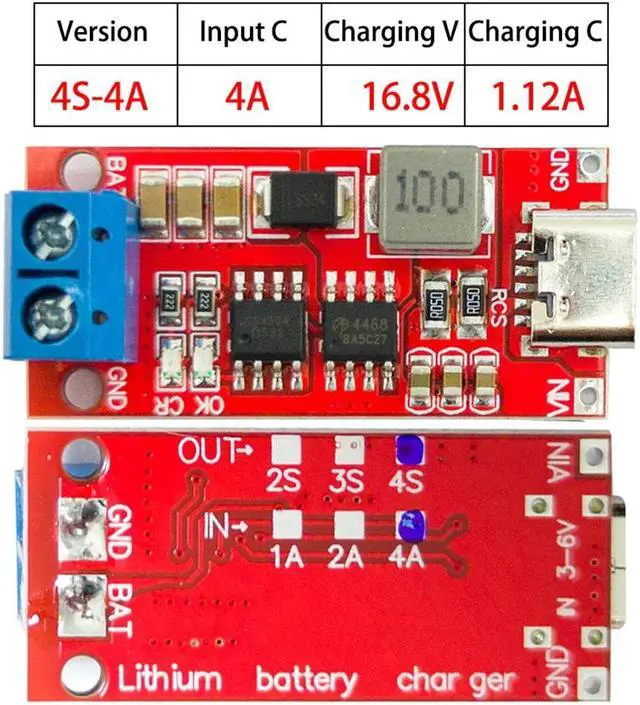 Main image of Multi-Cell 4S Type-C To 16.8V Step-Up Boost LiPo Polymer Li-Ion Charger Lithium Battery Charger Module 4A